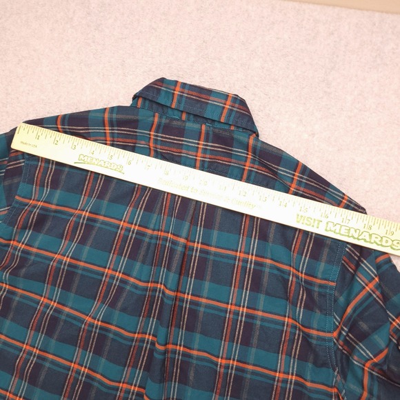 Eddie Bauer Shirt Mens M Travex Green Blue Plaid Classic Fit Long Sleeve Button - Picture 12 of 15